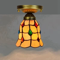european style 6 inch 15cm tiffany colored glass aisle corridor balcony small ceiling lamp phoenix tail colored beads