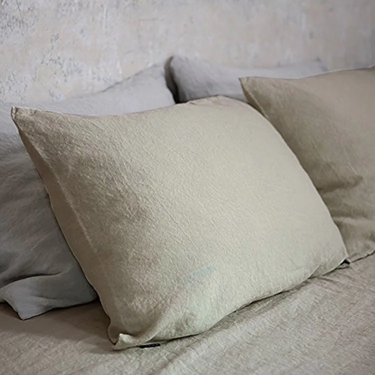 Стойкая наволочка 100% французский льняной мытый камень однотонная 2 шт. | Дом и сад