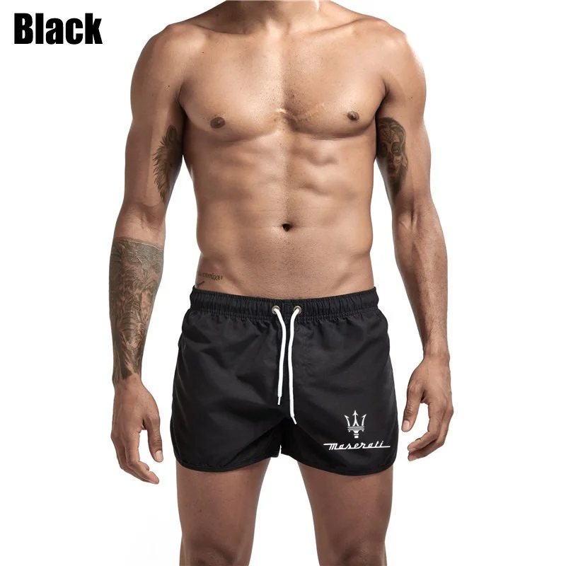 

Summer Men's Beach Shorts Letter Printed Fitness Sports Casual Elastic Waist Drawstring Male Board Short Pants S-3XL