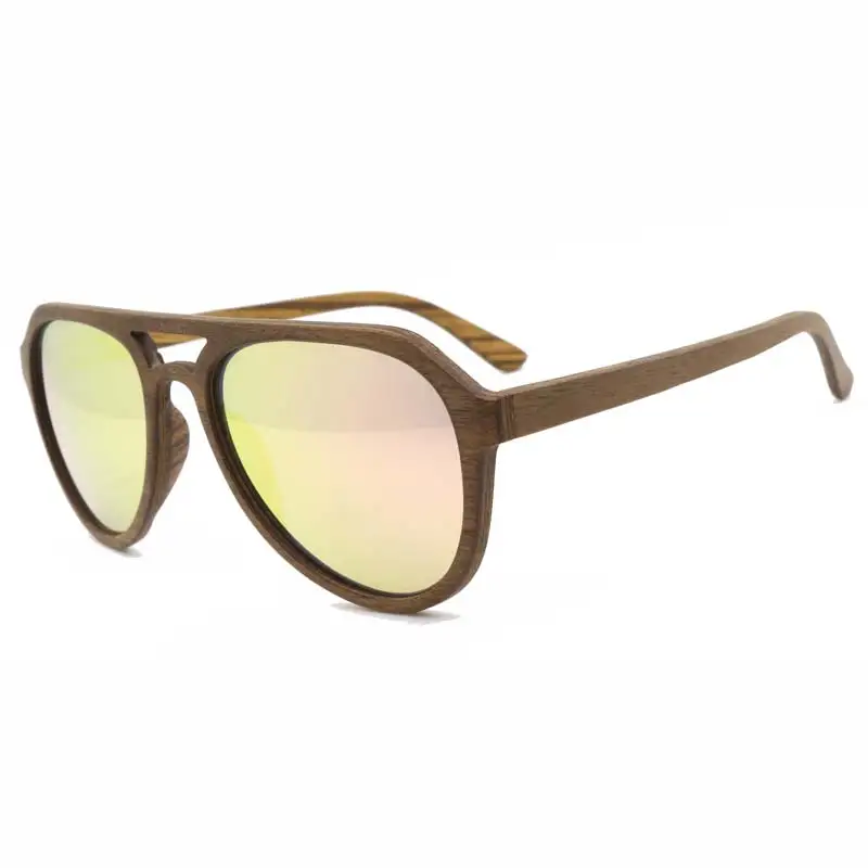 gold lens BerWer натуральные деревянные солнечные очки мужские поляризованные Модные солнцезащитные очки оригинальные деревянные Oculos de sol masculino - Цвет линз: gold lens