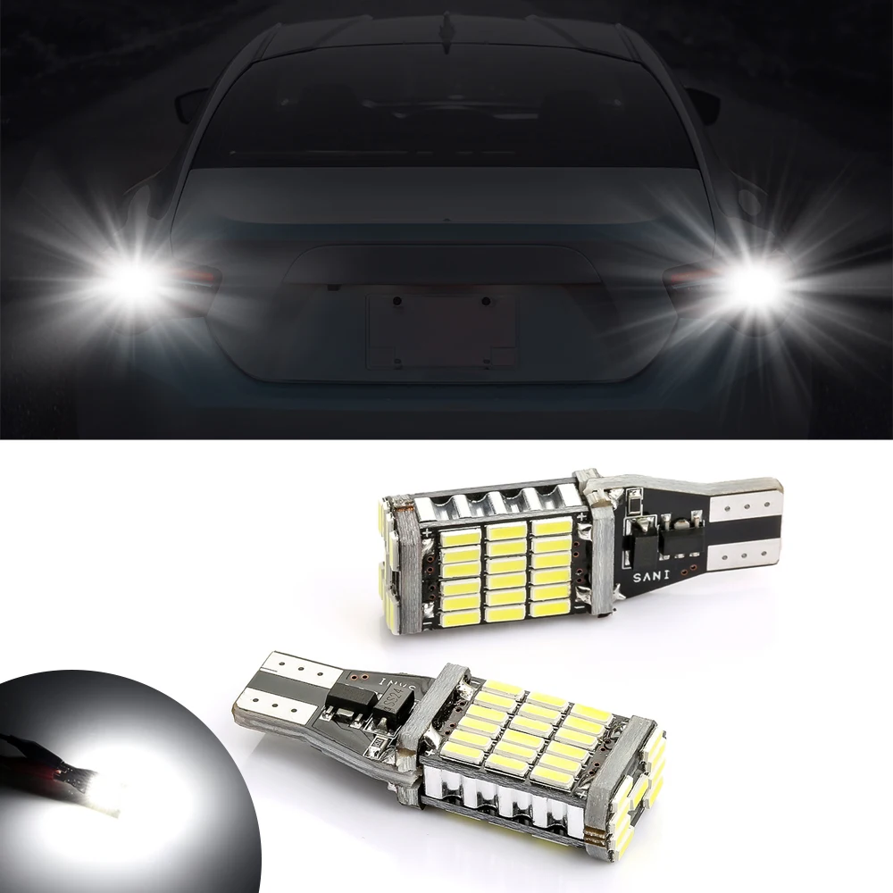 

2x T15 W16W 45 SMD 4014 Error Free LED Car Reverse Back Light Bulbs 6000K White