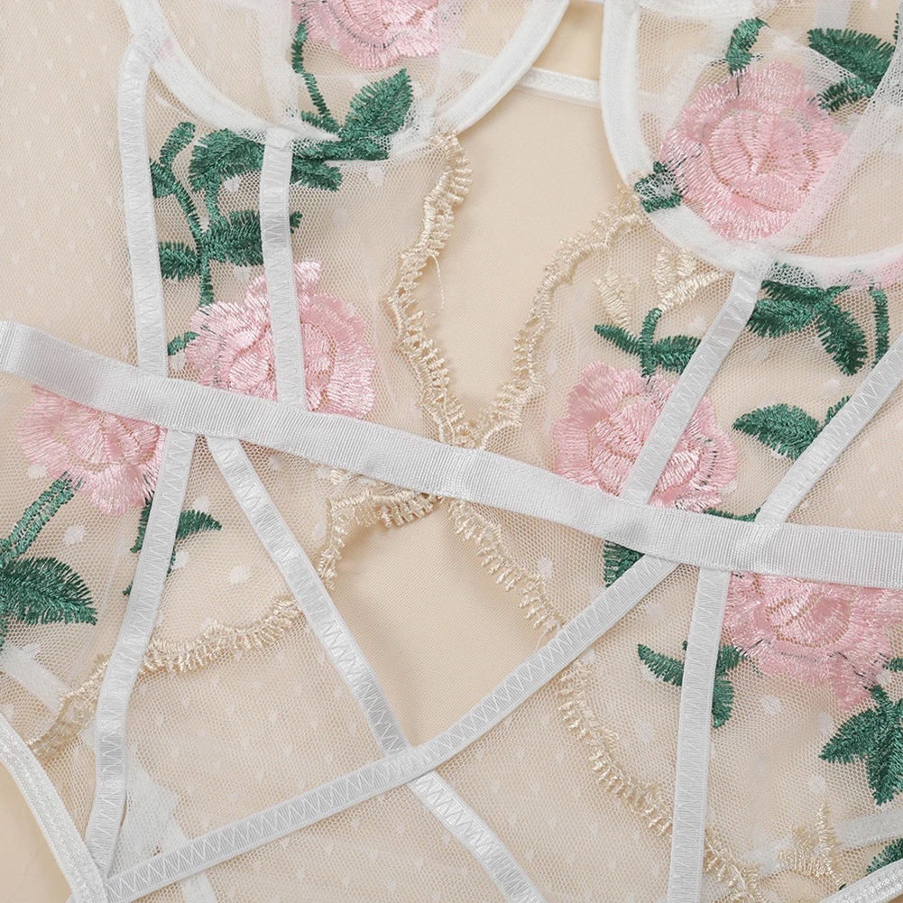 

Exquisite embroidery flowers ladies body shaper sexy slim body white beauty back fashion bodysuit CYHWR