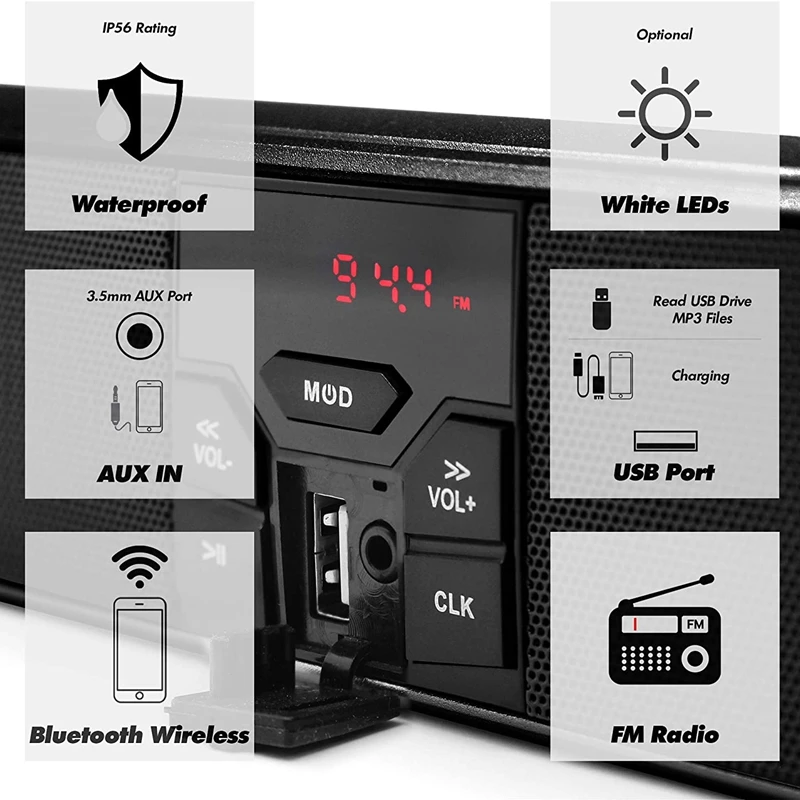 Мотоцикл стерео колонки MP3 музыкальный плеер Bluetooth с USB AUX-IN FM радио для 7/8-1 25 дюймов