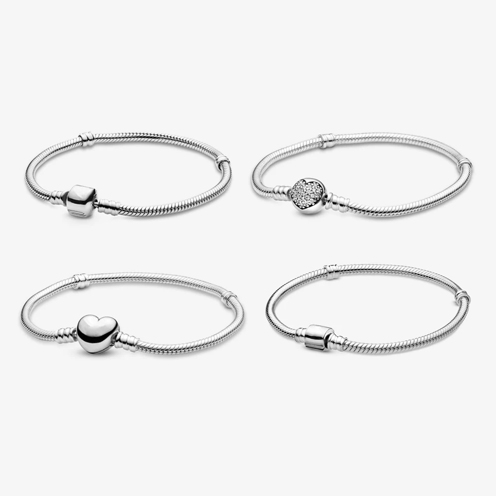 Оригинальный браслет из стерлингового серебра 925 пробы змея цепочка бочка сердце