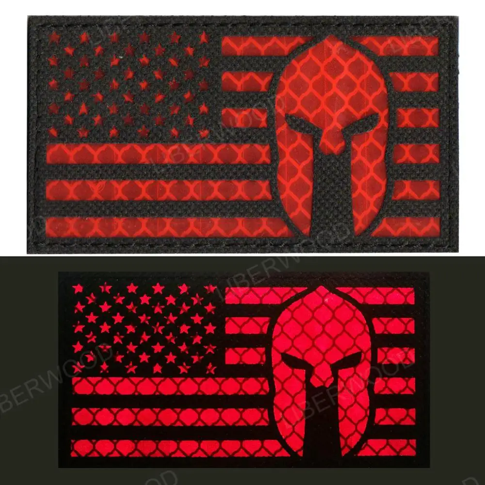red Reflective Светоотражающий инфракрасный IR Флаг США Спартанский шлем Molon Labe нашивка с надписью Американская гордость женская кожаная куртка для Шапка тактическая куртка шляпа - Цвет: red Reflective