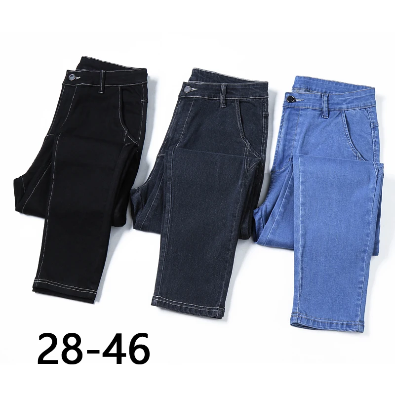 

Джинсы мужские прямые свободного покроя, модные брюки стрейч в деловом стиле, повседневные штаны, большие размеры 42 44 46, 2020