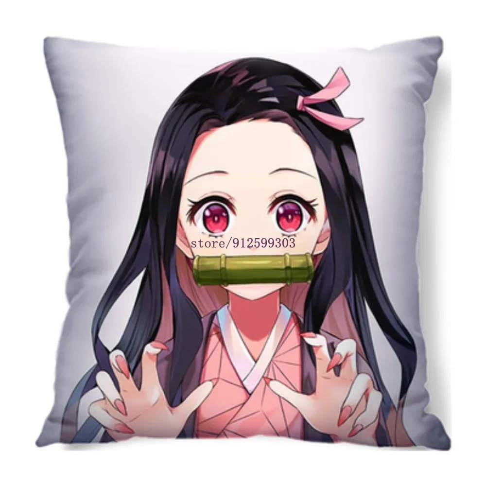 

Demon Slayer Japan Harajuku Anime Pillow Soft Living Room Sofa Bed Sleeping Pillow Case Car Decoration Cushion Pillow With fille