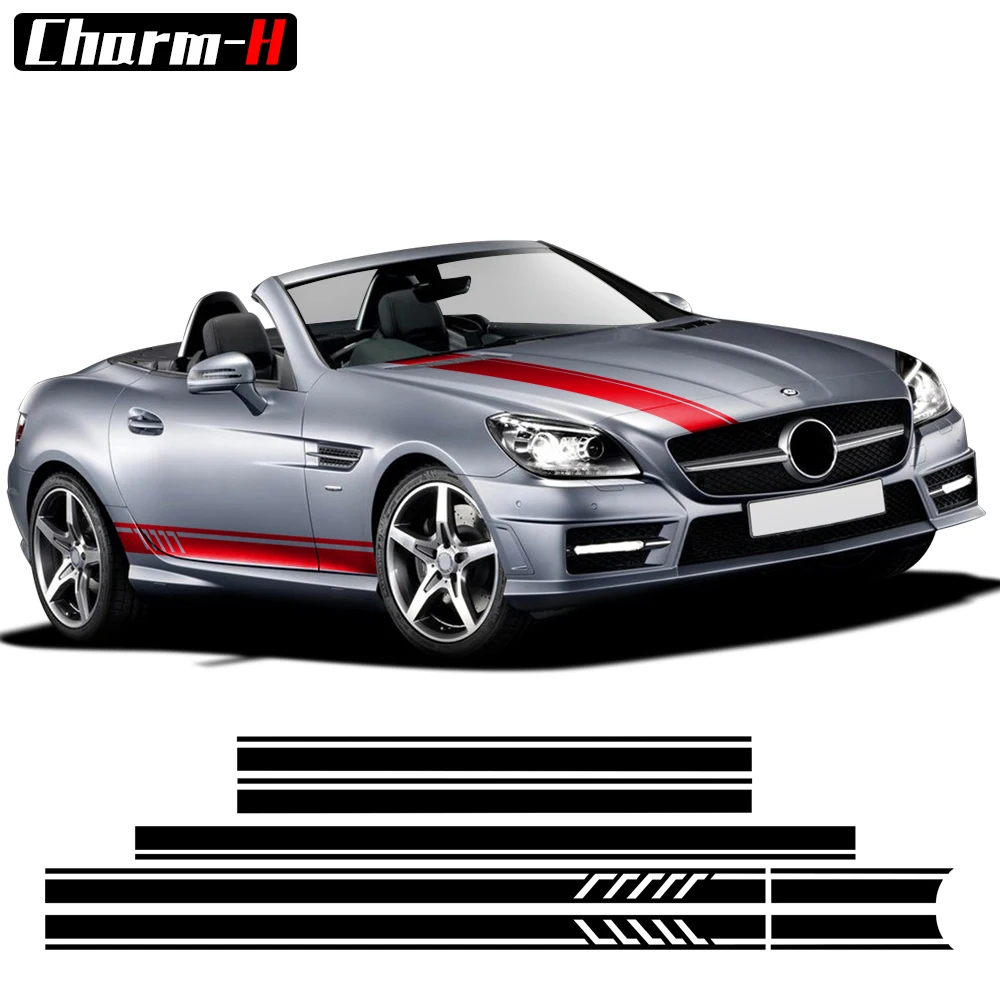 

Car Door Side Skirt Stripe Sticker Decal for Mercedes Benz SLK SLC Class R170 R171 R172 AMG SLK200 250 55 Accessories