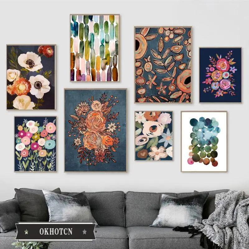 

Nordic Vintage Colorful Rose Floral Canvas Painting Posters and Prints Wall Art Pictures for Living Room Mural Home Decor