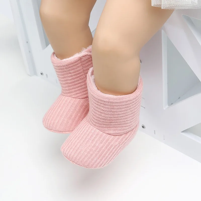 Детские вязаные меховые ботинки для мальчиков и девочек 5 цветов мягкая подошва