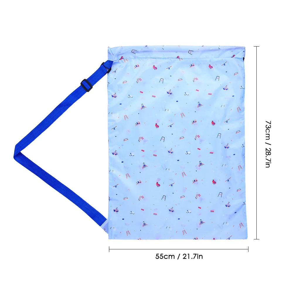 

Portable Large Foldable Oxford Fabric Laundry Bag Blue Dirty Clothes Storage Bag with Drawstring Closure Shoulder Strap