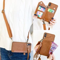 for samsung galaxy s20 s8 s9 s10 plus note 20 s20 ultra note8 note9 note10 plus leather neck strap cord card holder wallet cover