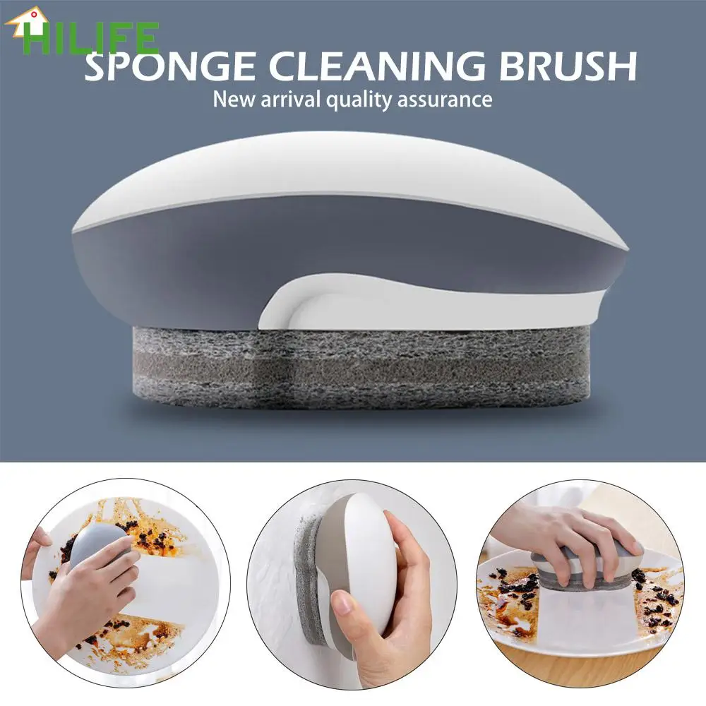 

Kitchen Cleaning Brush Strong Decontamination Plastic Handle Sponge Brushes Bathroom Toilet Glass Wall Magic Cleaning Tool