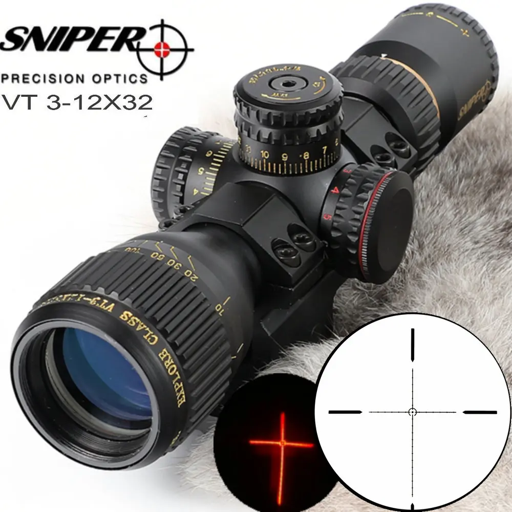 

SNIPER VT 3-12X32 Compact First Focal Plane Hunting Rifle Scope Glass Etched Reticle Tactical Optical Sight Trail Riflescopes