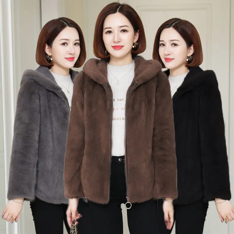 

Флисовая утепленная модная куртка для женщин, зимний двухсторонний флисовый теплый свитер с капюшоном, женский кардиган на молнии, флисовы...