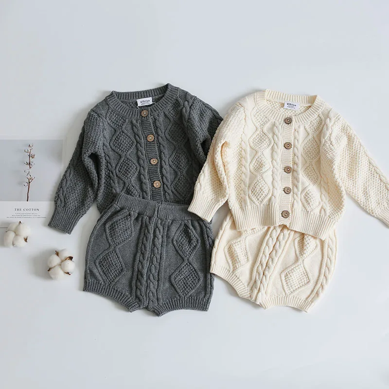 MILANCEL 2021 Autumn New Baby Clothes Girls Sets Cardigan and Bloomer 2Pcs Long Sleeve Newborn Knitting Infant Sweater Suit