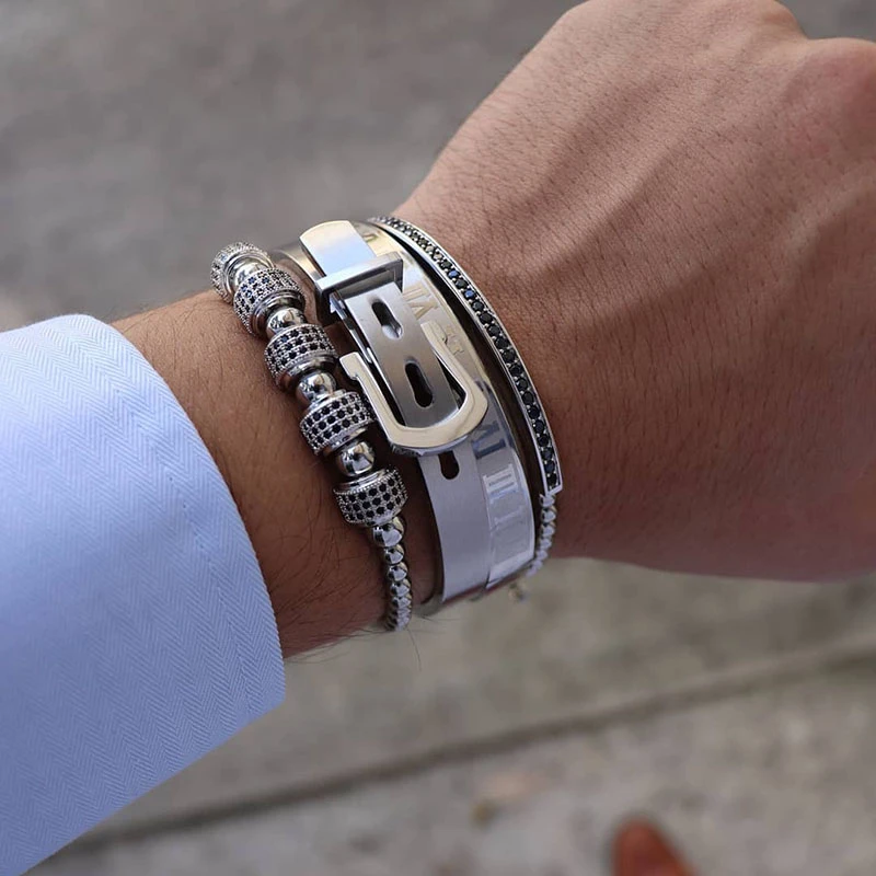 4 шт./компл. мужской браслет с римскими цифрами|Браслеты шармами| |