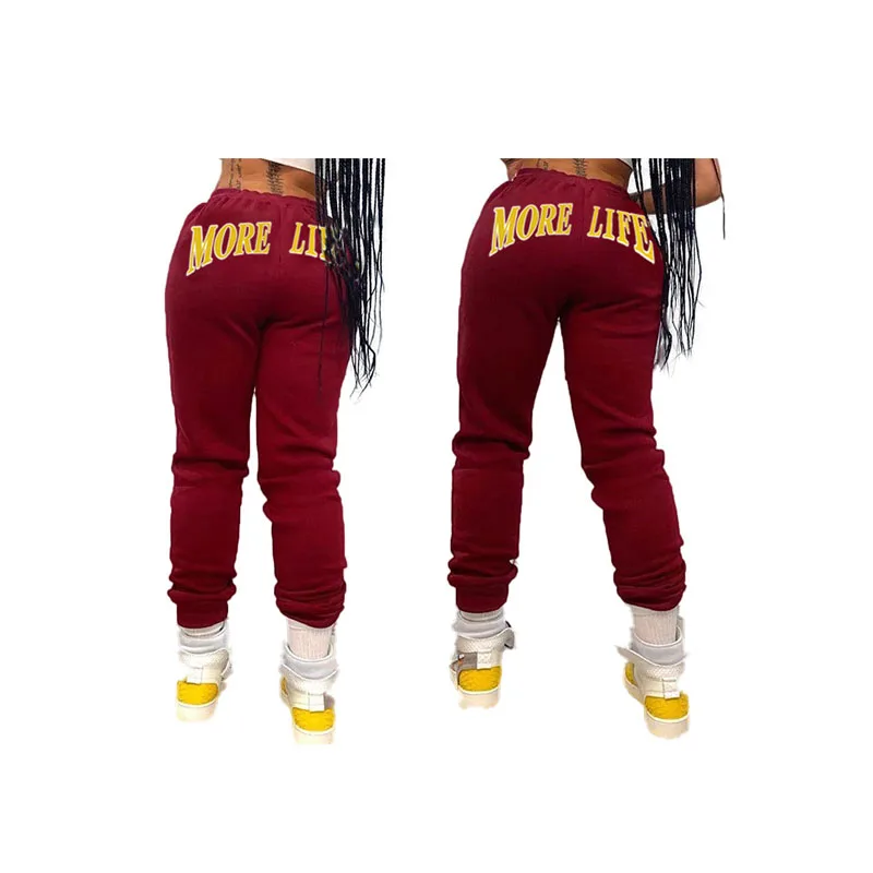 

ZKYZWX Sports Lounge Trouser Solid Letter Mid Waist Straight Pants for Women Fashion Loose Elastic Street Fitness Hot Sweatpans