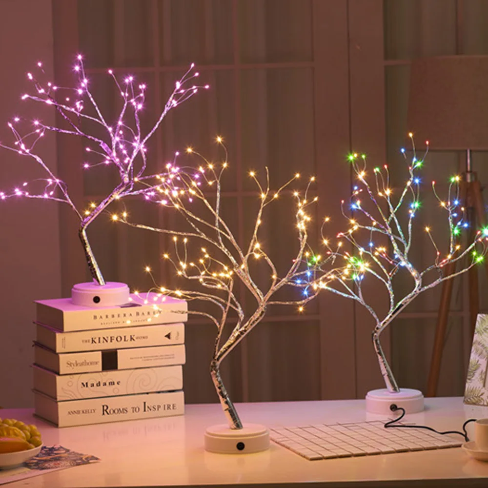 

LED Night Light Mini Christmas Tree Copper Wire Garland Lamp For Home Kids Bedroom Decor Fairy Lights Luminary Holiday lighting