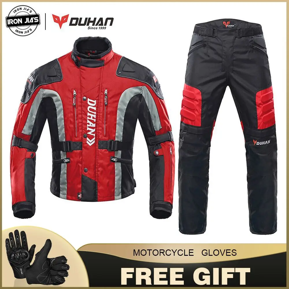 

DUHAN мотоциклетные наборы мото ветрозащитные защитные casaco motociclista masculino Moto Coldproof мотоциклетные штаны для мужчин