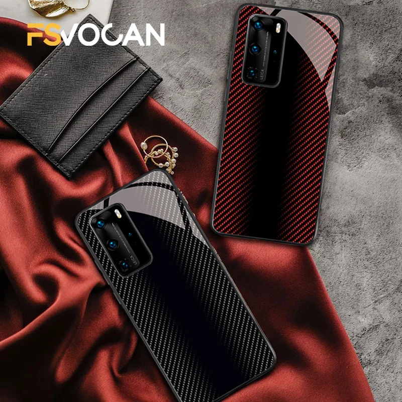

Carbon Fiber Pattern Case For Nova 5T 8X 9X Huawei P30 P40 P20 Lite E Pro Honor 50 10X 10 10i 20i Mate 20 30 Plus Phone Cover