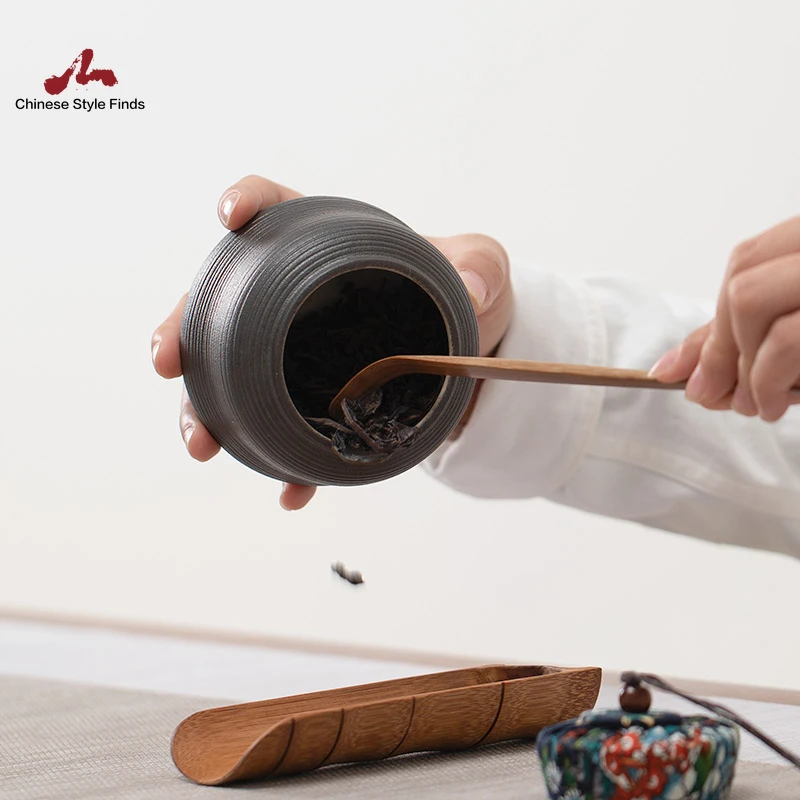Tea Set Ceramic Caddies Black Vintage Canister Chinese Kungfu Accessories | Дом и сад