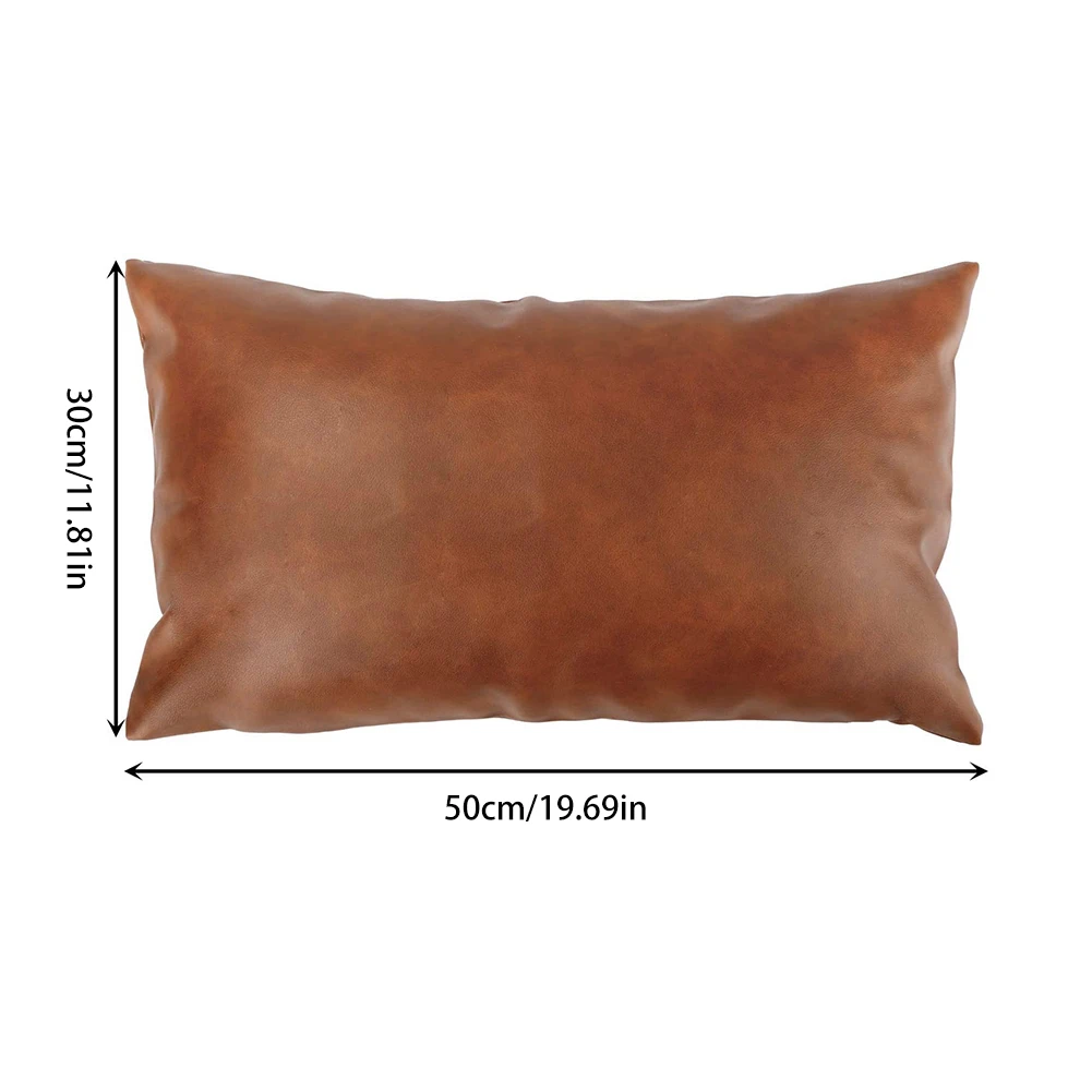 

Lumbar Pillow Cover Sofa Decorative Cushion Cover Pillow PU Leather Cushion Case Rectangular Throw Pillow Cover 30x50cm Brown