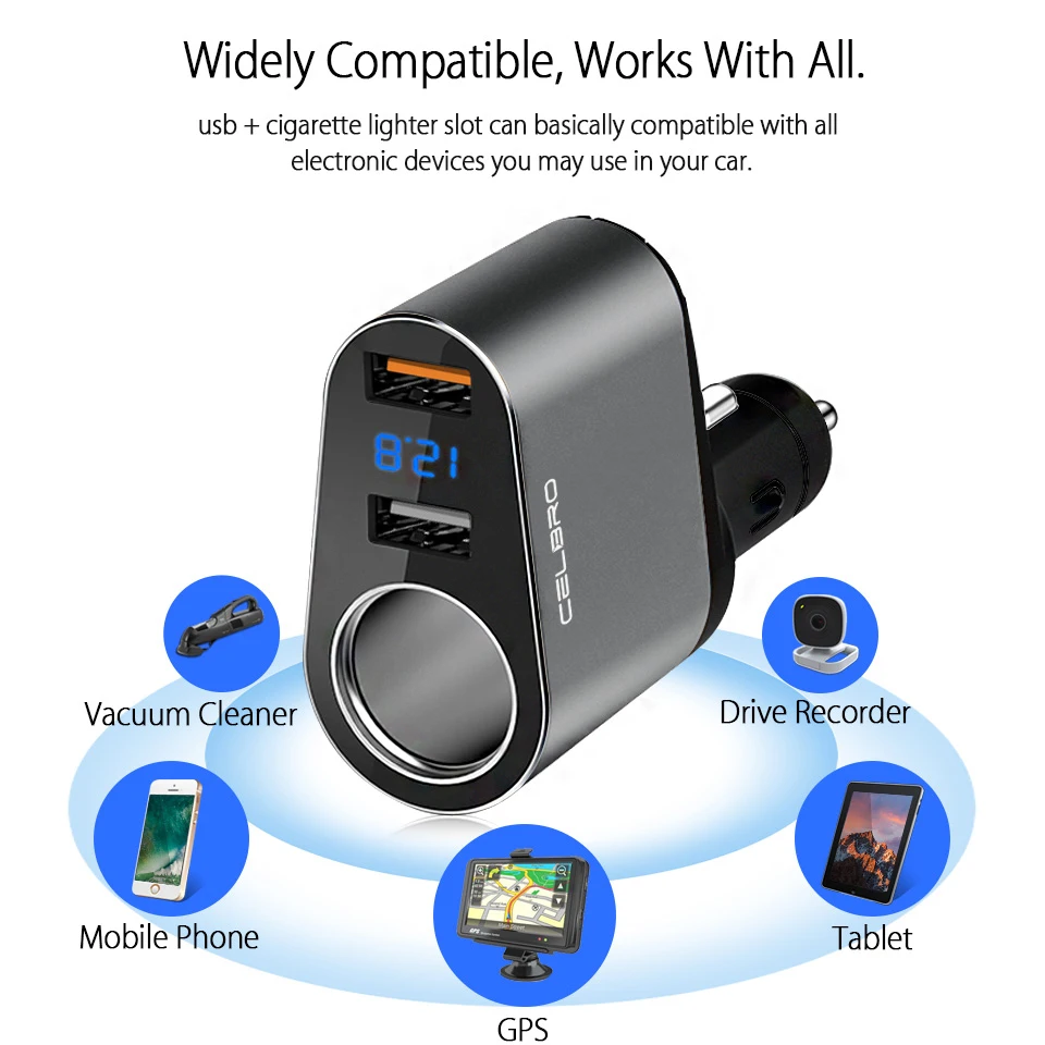 Автомобильное зарядное устройство для прикуривателя адаптер быстрой зарядки QC 3