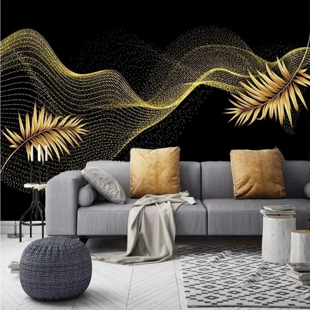 Milofi большие обои на заказ креативный светильник роскошный золотой лист линия
