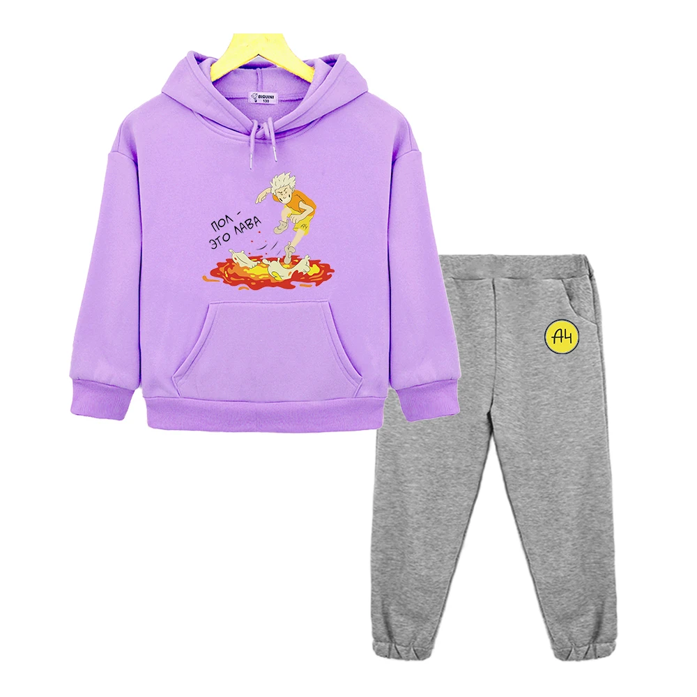 

Merch A4 Hoodie Suit Cotton Printed Sports Casual Sweatshirt for Boy Children Set Clothes Girl Boutique Kids Clothing Pants 2pcs