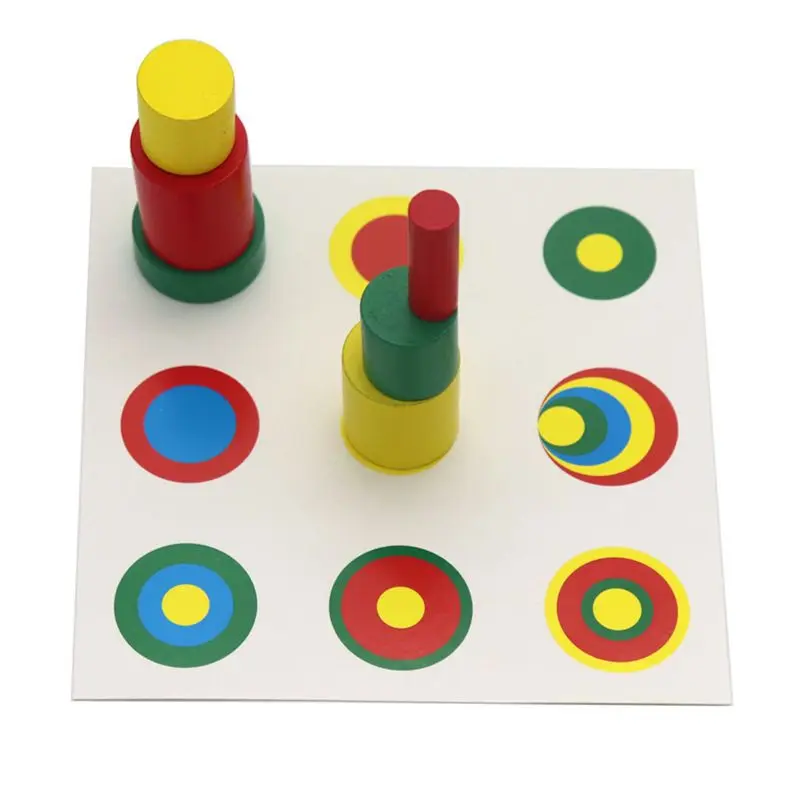 

Montessori Wooden Cylinders Educational Toys With Card Kids Children Early Teaching Gift BX0D