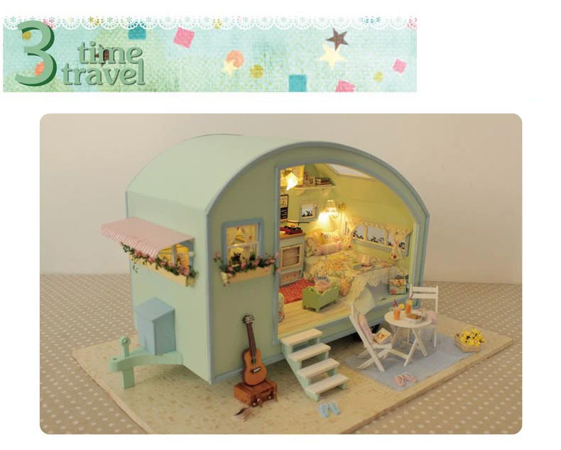 DIY Doll House Wooden Doll Houses Miniature dollhouse Furniture Kit Toys for Children Gift Time travel Doll Houses A-016