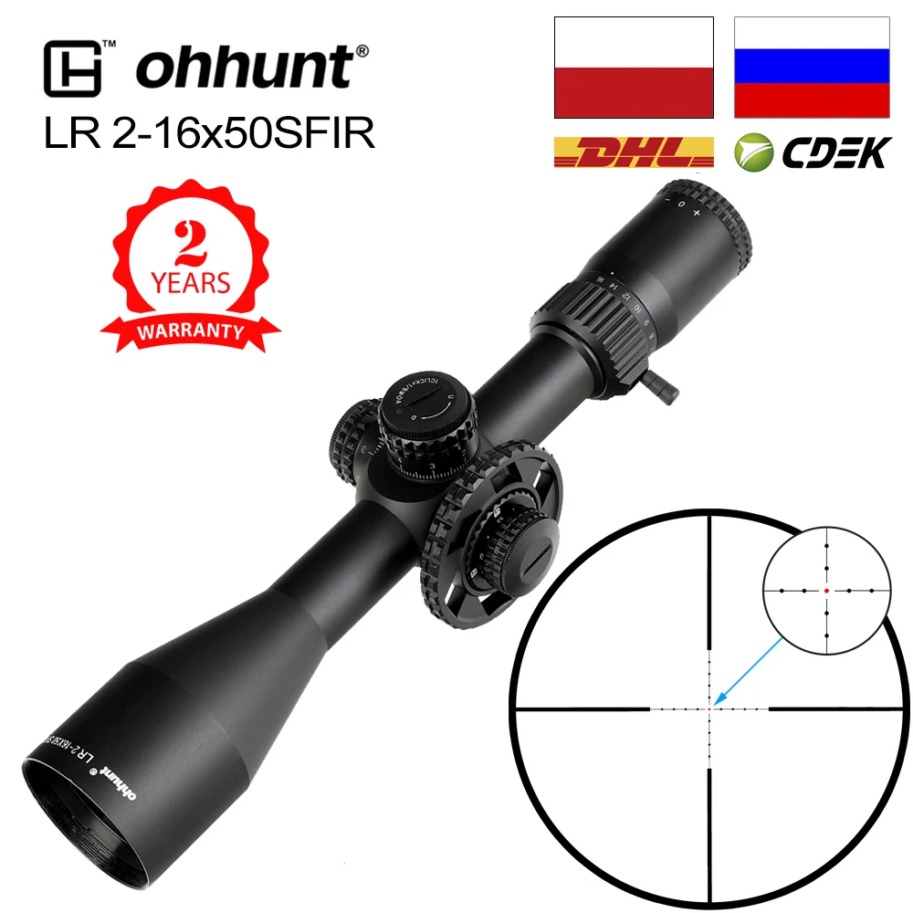 Ohhunt LR 2 16x50 SFIR охотничий прицел мил точечный стеклянный гравированный сетка