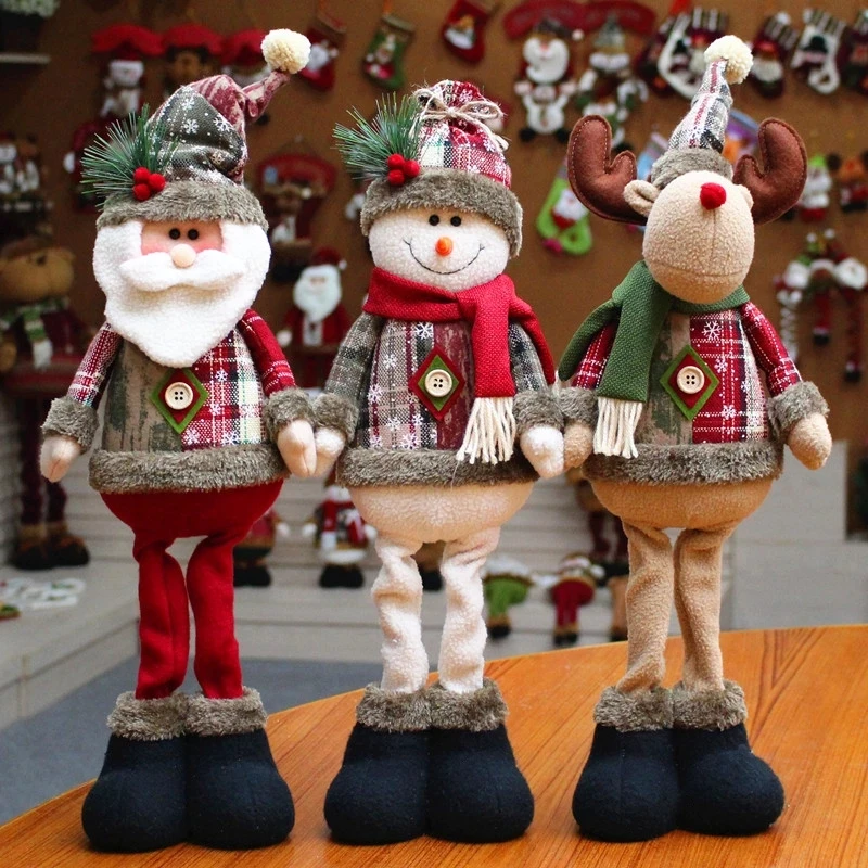 

New Year Christmas Merry Retractable Christmas Elder Snowman Elk Doll for Home Santa Claus Deco Ornament Pendants Xmas Gifts