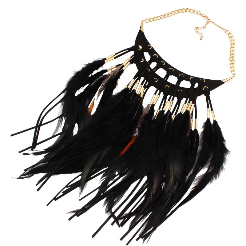 Ожерелье женское с кисточками и перьями из сплава|tassel necklace|feather necklacedesigner necklace |
