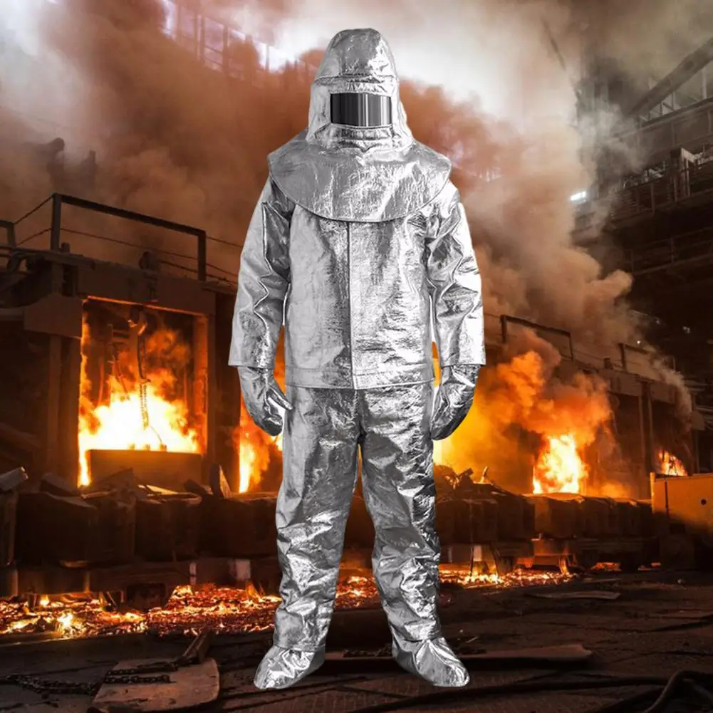 High Quality 100 Degree Thermal Radiation Heat Resistant Aluminized Suit Fireproof Clothes firefighter uniform 170/175/180cm