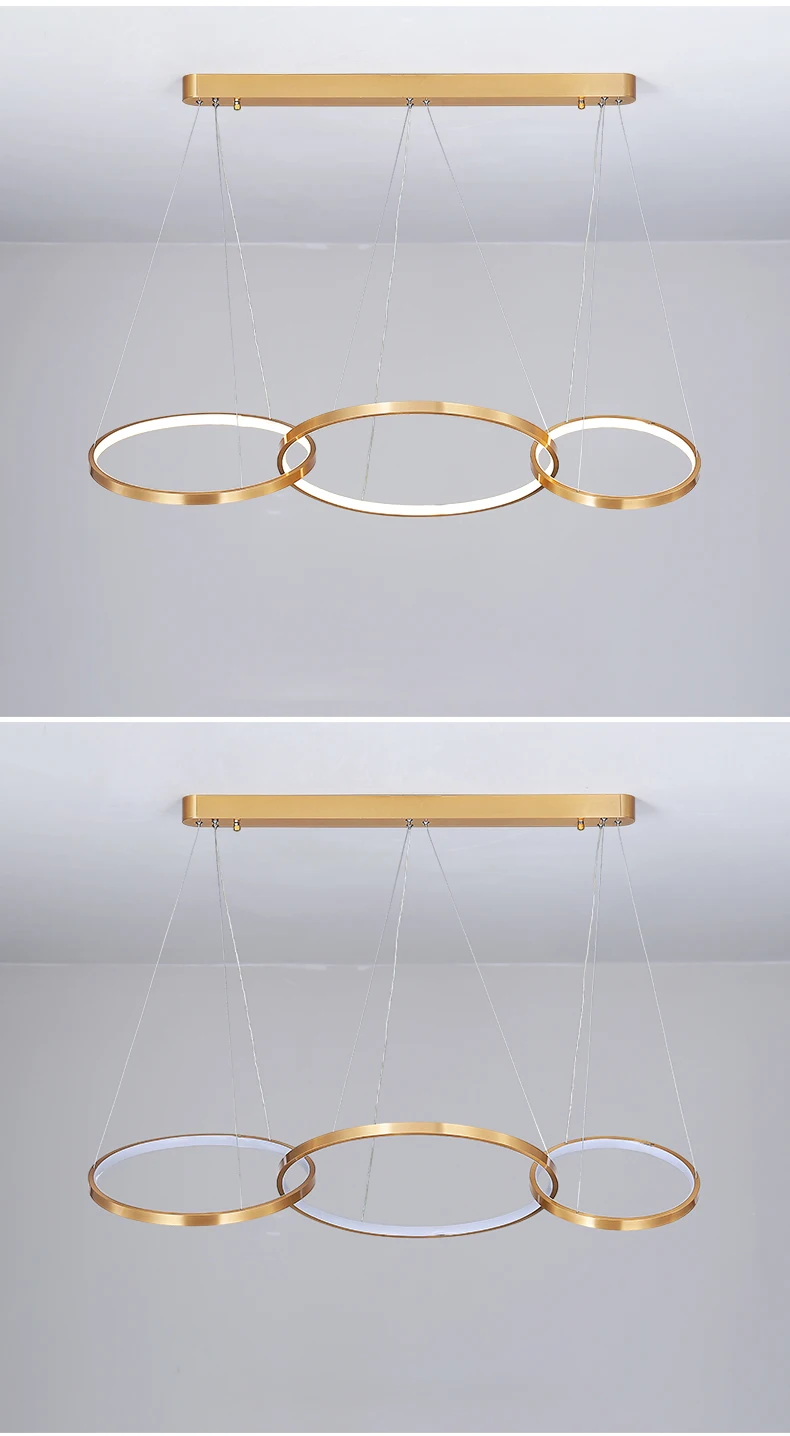 

Plated Alluminum Gold LED Pendant Lights Lamps Living Room Lights Modern Simple Indoor Home Lighting Circles Rings Luxury lamp