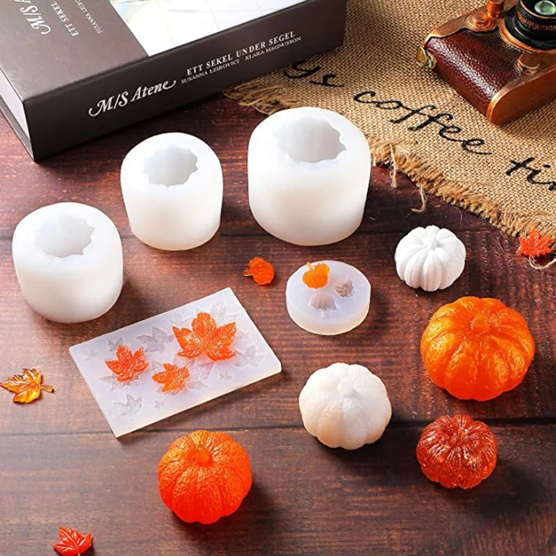 

7Pcs Halloween Pumpkin Maple Leaves Silicone Epoxy Resin Mold Kit Craft Tools 83XF