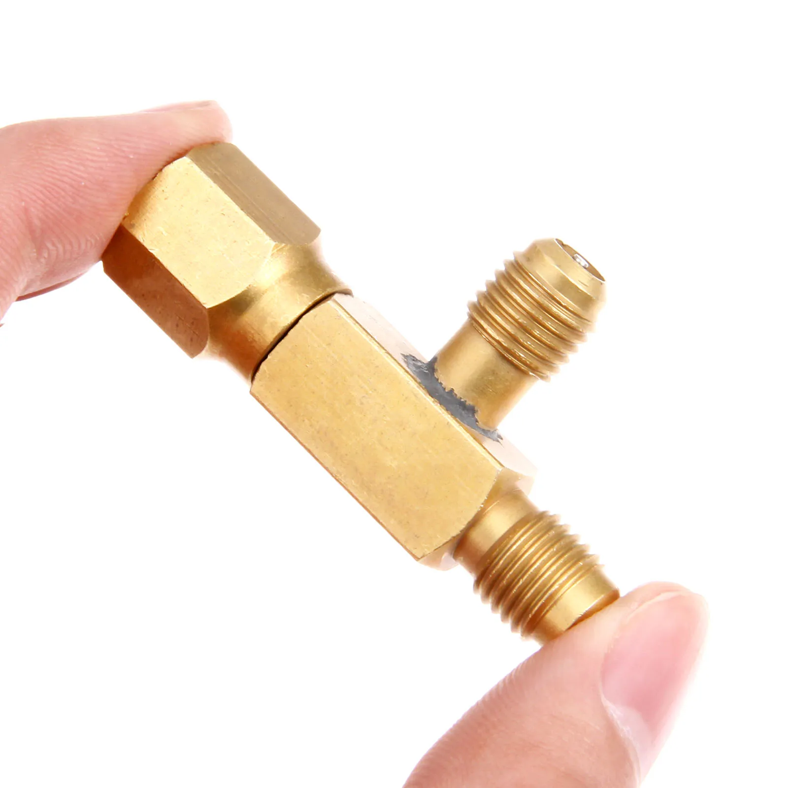 

Solid Brass Tee Adapter Converter 1/4" Male And Female SAE Flare Swivel Connector Add Micron Gauge Deep Vacuum Pump/Manifold