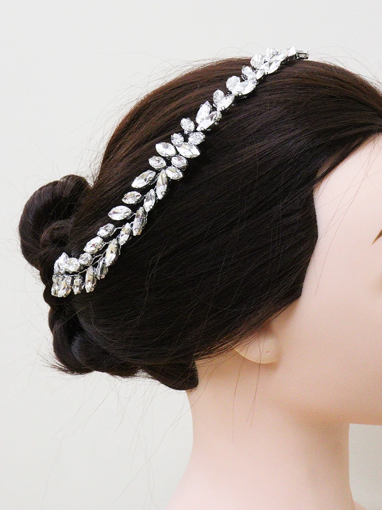 Роскошная Серебряная повязка на голову стразы тиара ручной работы свадебные