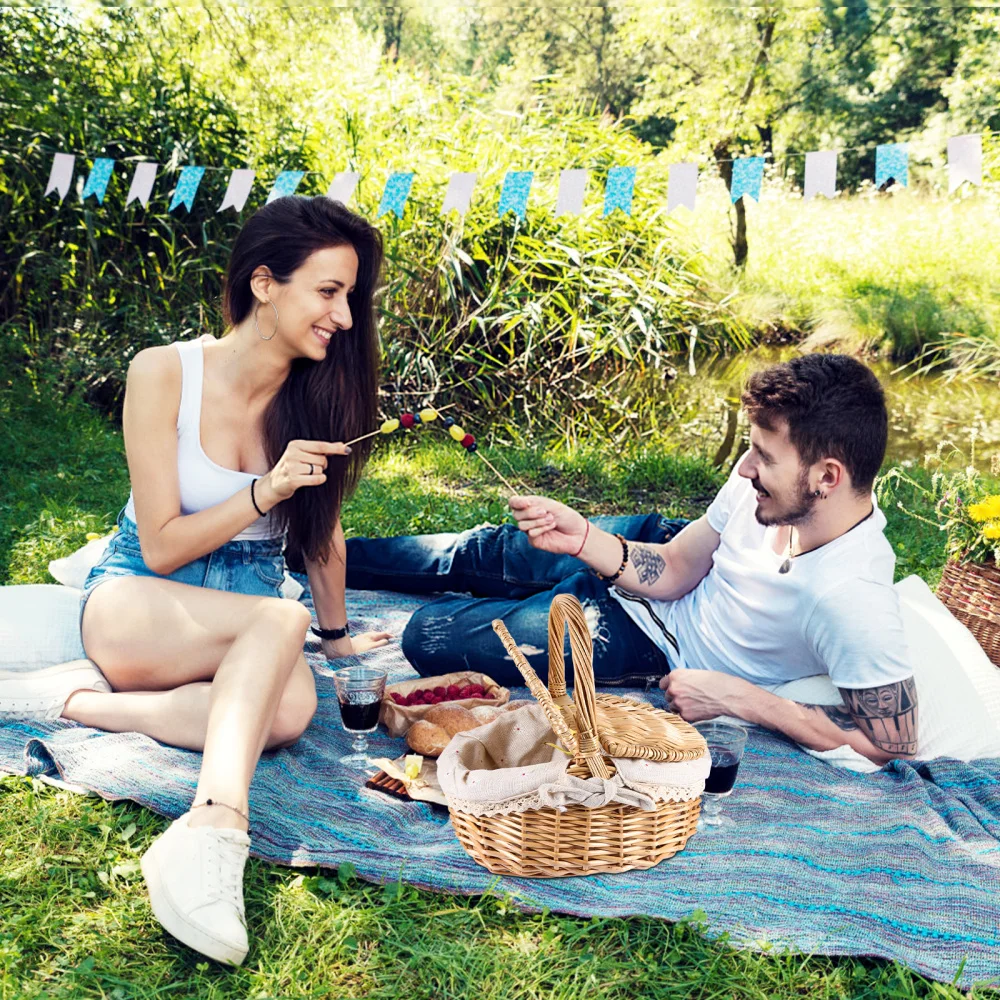

1pc Wicker Weaving Basket Fruit Bread Vegetable Basket Picnic Home Basket