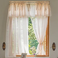 small window curtain hole free door curtain half curtain light fragrant betel gauze curtain to cut off american pastoral bow