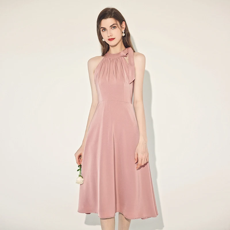 

Women's Elegant Evening Dresses Halter Neck Sleeveless Straight Zipper Solid Color Casual Gowns Valentine's Day Prom Party Dress
