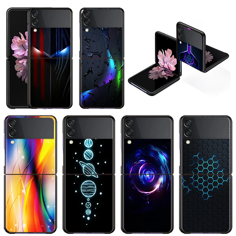 

Shockproof Mobile Hard Cover Araba Karbon Fiber For Samsung Galaxy Z Flip 3 5G Black Fundas Phone Case