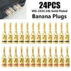 24pcs 4mm 24k Gold-Plated Musical Cable Wire Banana Plug Audio Speaker Connector Plated Musical Speaker Cable Wire Pin Connector