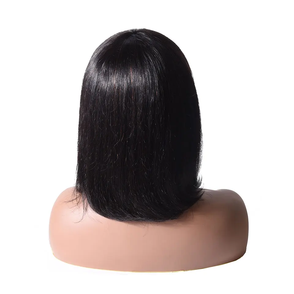 Короткий парик с челкой, прямые бразильские волосы, парики для женщин, человеческие волосы без клея, полностью машинная работа, дешевые чело... от AliExpress WW