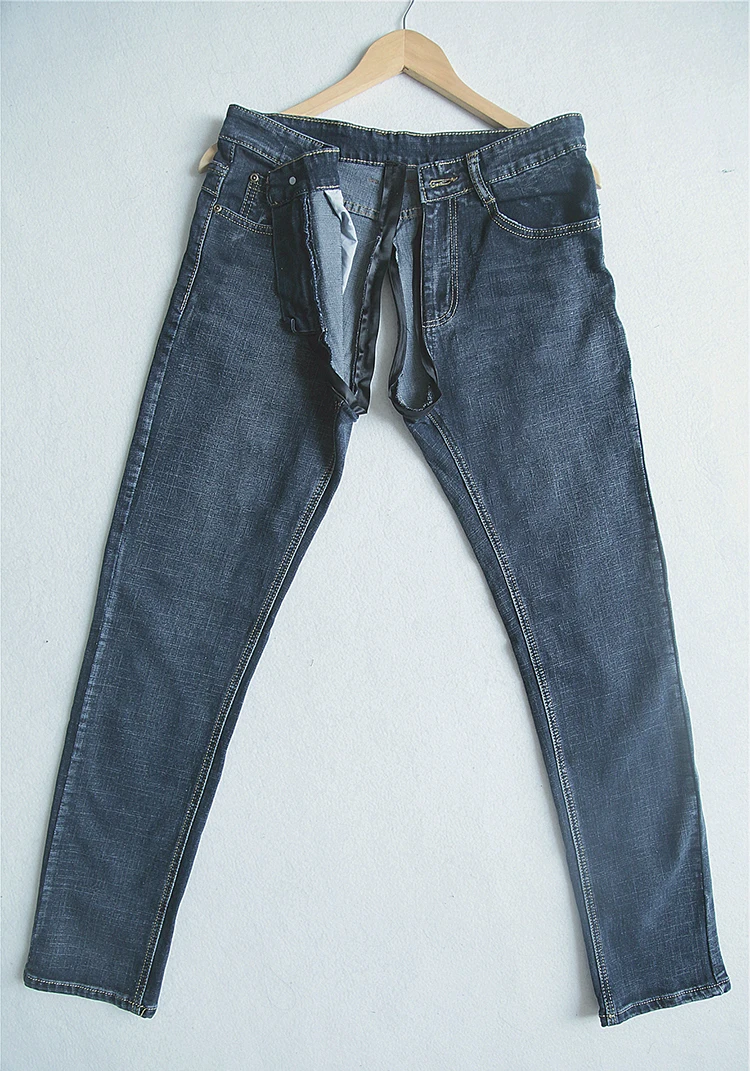 Мужские джинсы для секса на улице с открытой промежностью скрытой молнией для пары на свидание, эротический костюм, забавные джинсы из денима с открытой промежностью.