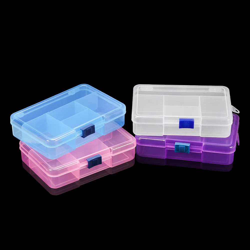 

Square Transparent Plastic Storage Box Case 5 Slot Adjustable for Pils Jewelry Beads Earring Case Organizer Bracelet Jewelry Box