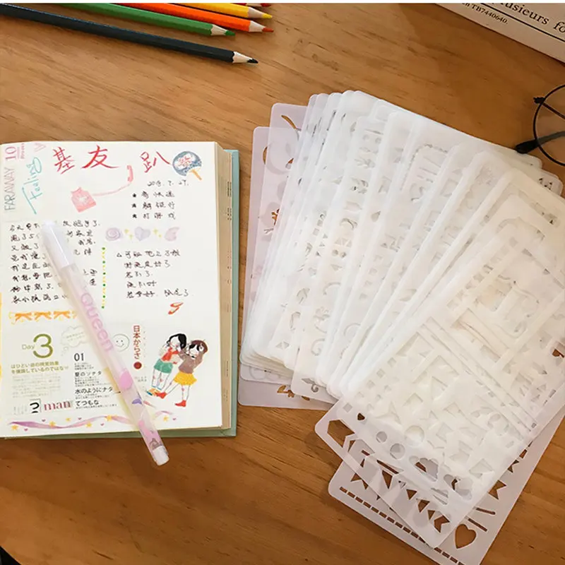 12 шт. Пластиковые Многоразовые Пули трафареты для краски Сделай Сам Скрапбукинг