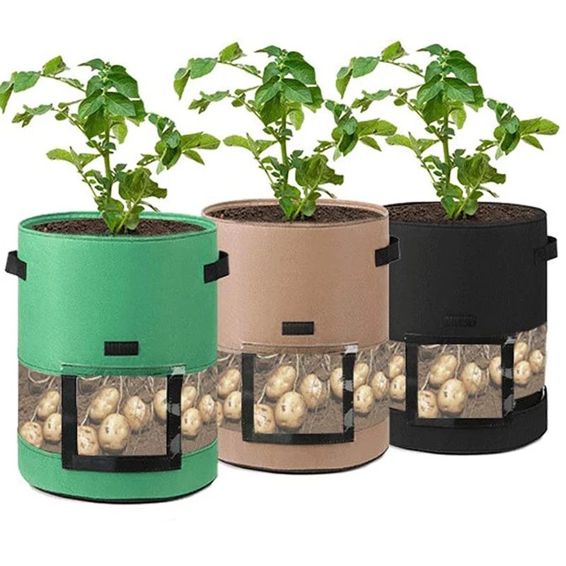 

Potato Planting Bag 10 Gallons 3 Packs, Planting Pot With Transparent Window, Tomato Carrot Potato Planting Bag